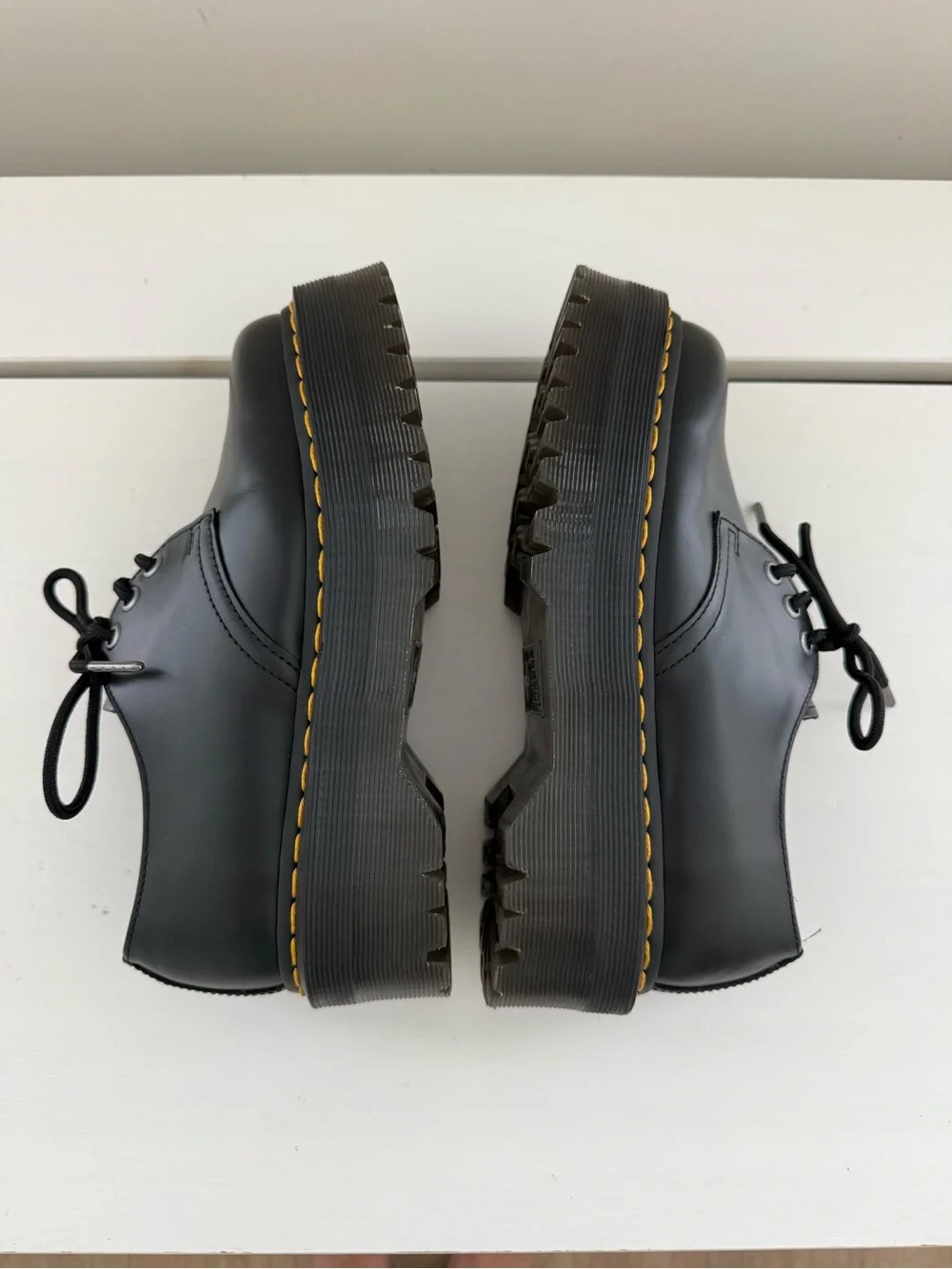 Dr. Martens 1461 Quad Smooth Leather Platform Shoes Black Women’s US 7 EU 38